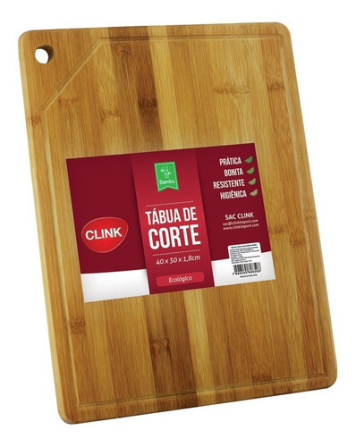 Tábua De Corte De Bambu  Retangular 40x30x1,8 Cm Clink