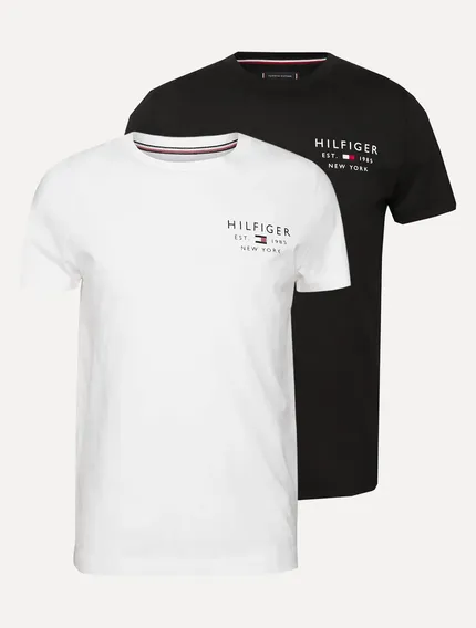 Kit Camisetas Tommy Hilfiger Brand Love Small Preta/braca Preta/branca M/m