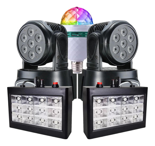 Kit 2 Moving Head Wash 7 Led 10w Quadriled Rgbw Dmx+2 Strobo