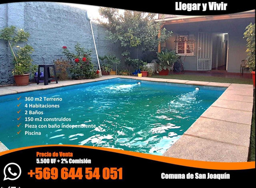  Hermosa Casa Con Piscina / 5.500 Uf  + Comisión