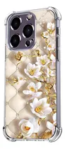 Comprar Funda Antigolpes Para iPhone  Flores Dorado Diamante