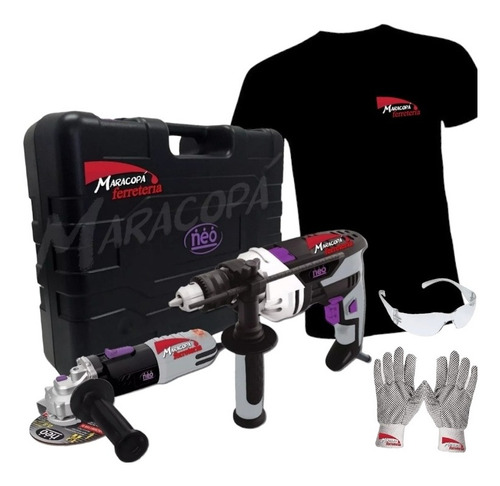 Kit Taladro Percutor 850w + Amoladora 900w Neo Industrial