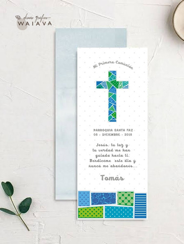 Imagen 4 de 9 de Tarjetas Primera Comunión Nenes Señalador X 3u