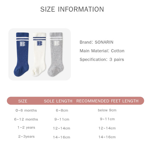 3 Pares Calcetines Para Bebé Niñas Niños,bebés Calcetines