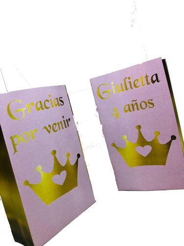 Bolsas Golosineras Personalizadas X 25 Corona Rosa Y Dorado