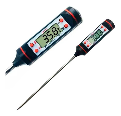 Imagen 1 de 10 de Termometro Digital Cocina Lcd Pinchacarne Liquido Acero Inox