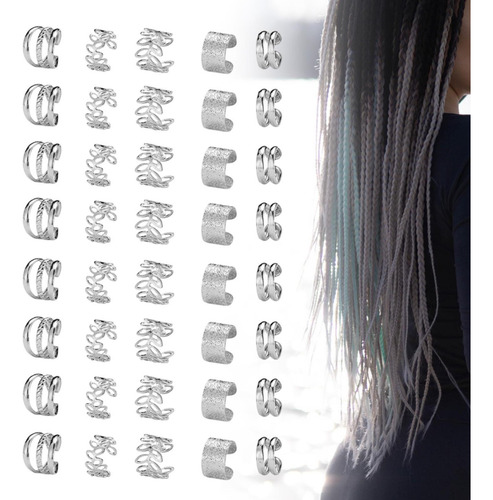 40x Cuentas Para, Anillos Trenzados Para El Plateado