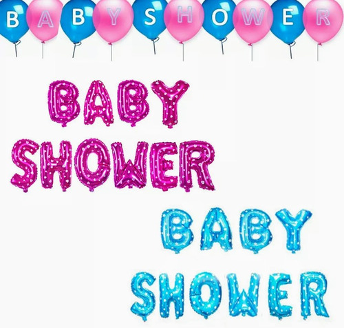 Globos Metálicos  Baby Shower Letras Y Set De 5 Pzas ..