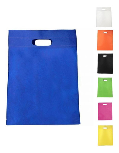 10 Bolsa Boutique Ecologica Non Woven 45.5x35.5 Serigrafia Color Azul