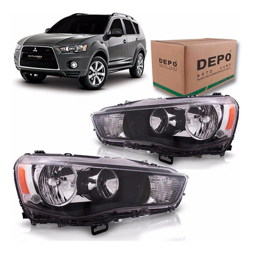 Par Farol Para Outlander 11 12 13 Foco Duplo Máscara Negra