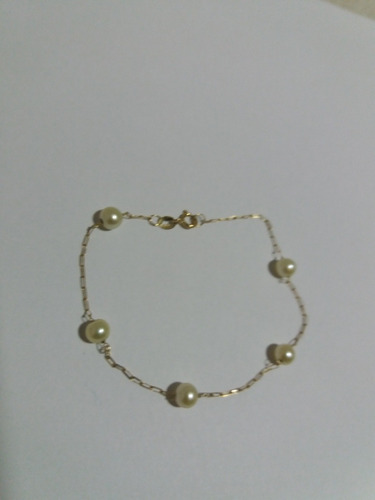 Pulseira De Pérola Em Ouro 18k750 Com 17,5 Cm De Comprimento