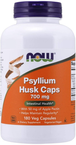 Cáscara De Psyllium 700 Mg Salud Intestinal Now 180 Capsulas