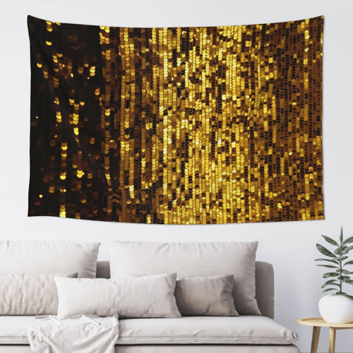 Adanti Gold Sequin Sparkle Print Tapestry Decorative Wall S.