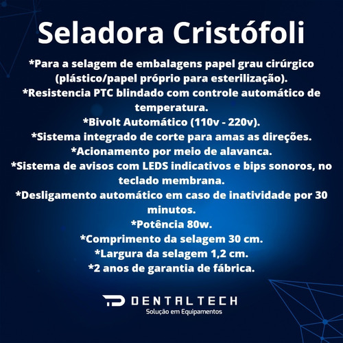 Imagem 4 de 5 de Seladora Papel Grau Cirúrgico Cristófoli 2 Anos De Garantia