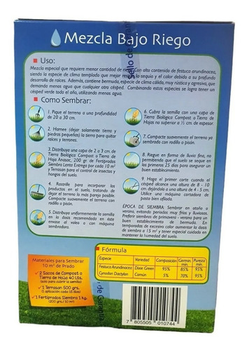 Pasto Mezcla Bajo Riego Anasac 500 Grs.