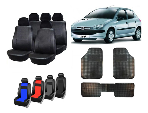 Fundas Cubre Asiento Cuerina Para Peugeot 206 + Alfombra 3p