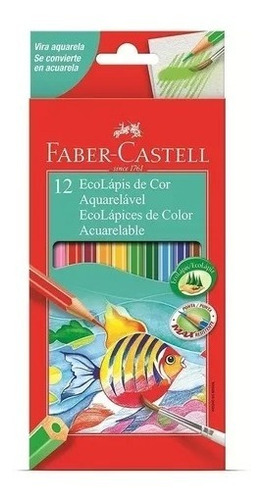 Lápis Cor Ecolápis Aquarelável Faber Castell 12 Cores