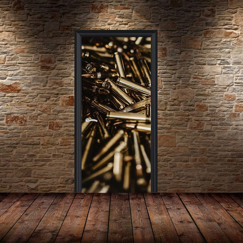Vinilo Para Puerta Balas Bullets Armas Municion Guerra M4