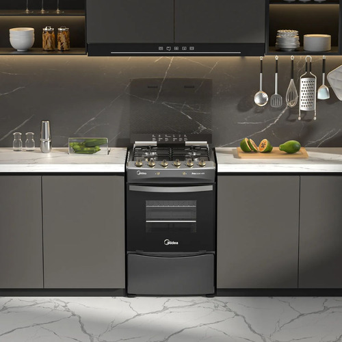Cocina A Gas 4 Quemadores Carbon Grey - Openbox