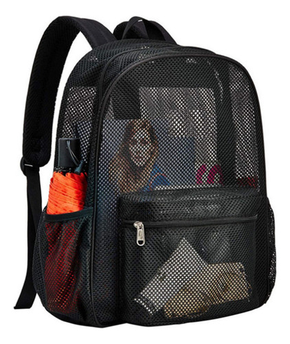 Mochila De Malla, Mochila Transparente Color Negro