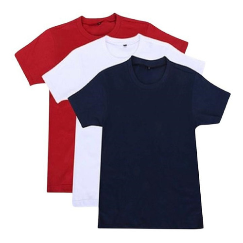 Kit 3 Camiseta Basica Infantil Gola Redonda 100%algodao 