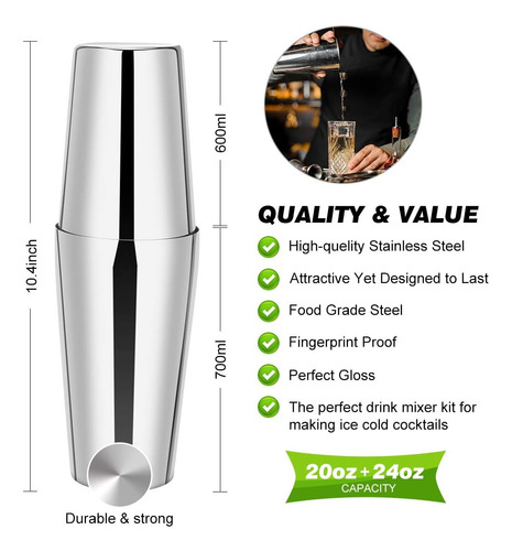 Cóctel Shaker Set, Boston Bartender Bartender De 23 Piezas C