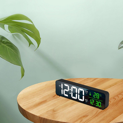Reloj Despertador Led Pantalla Espejo Reloj De Negro Negro