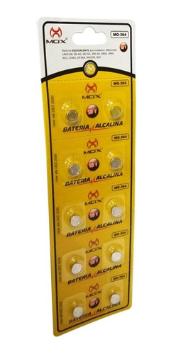 Cartela C/10 Bateria Alcalina Mox 15v Mo-364 Lr621