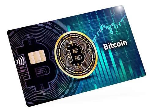Sticker Cover Tarjeta Banco Holográfico Bitcoin Criptomoneda