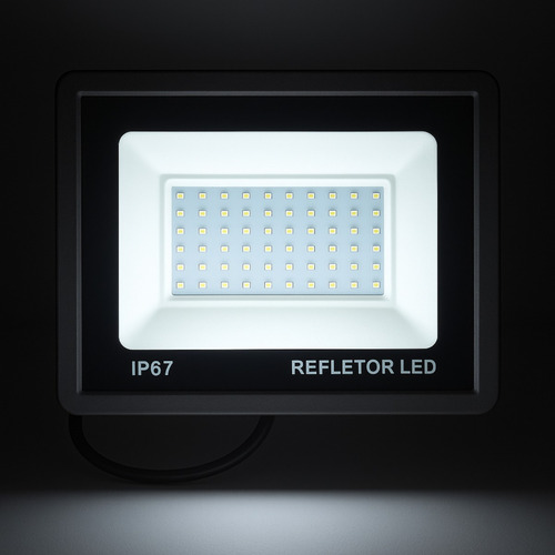 Kit 2 Refletor Led 300w Ip67 Potência Para Fachadas Preto Branco-frio