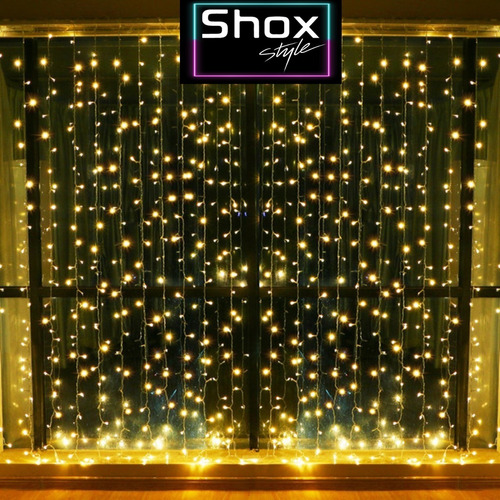 Imagen 9 de 10 de Cortina Luces Led Guirnalda 4x2 Mts Blanco Calido Shox Style