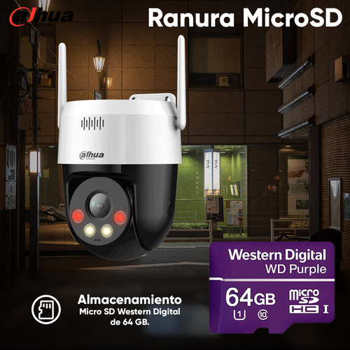 Kit De Videovigilancia Cronos Cámara Dahua Ip Pt Picoo-a39u-da 3mp Audio Bidireccional Wifi + Microsd 64 Gb + Accesorios - Kit Cámara Inteligente Picoo-a39u-da-64gb (microsd Wd Purple 64gb)