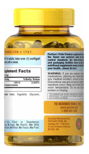 Vitamina E 1000iu Americana - Unidad a $950