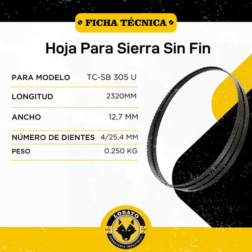Imagen 2 de 10 de Hoja De Sierra Sin Fin Repuesto Einhell Tc-sb 305 U Banda