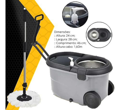 Imagem 5 de 6 de Balde Perfect Mop Pro 360 Inox C/3 Refis