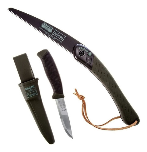 Imagen 3 de 10 de Kit Supervivencia Bahco Cuchillo Con Vaina Y Serrucho Verde