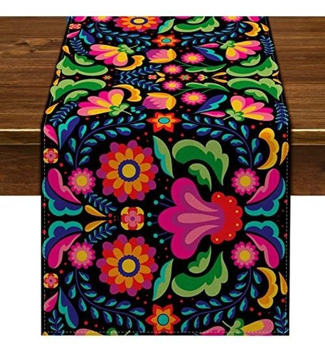 Nepnuser Mexican Table Runner For Fiesta Dia De Los Jw75g