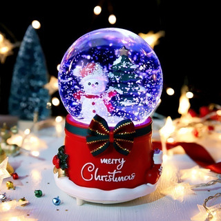 IMIKEYA Bola de Cristal de Navidad Bola de Nieve de Navidad Bola de Cristal Luminosa lámpara de Escritorio de muñeco de Nieve Navidad patrón Aleatorio de Tipo Medio 