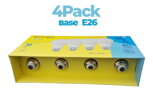 Imagen 3 de 6 de Multipack De 4 Focos Led 8w Volteck 28005