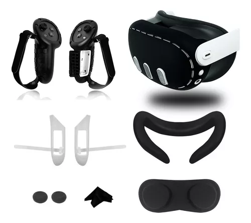 Funda de silicona VR 10 en 1 con accesorios para Meta Quest 3, color negro