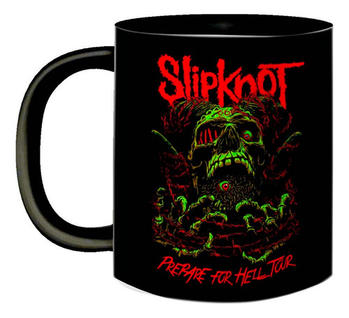 Caneca De Porcelana Preta Slipknot Hell Tour Poster Arte