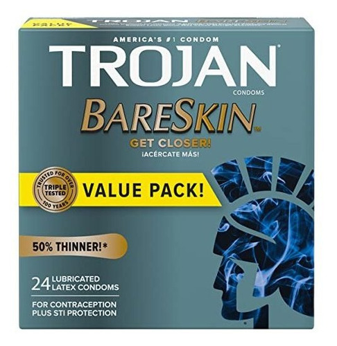 Preservativos Trojan Sensibilidad Piel Desnuda, 24 Uds.