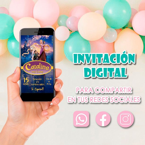 Invitación Digital Tarjeta Rapunzel Para Whatsapp