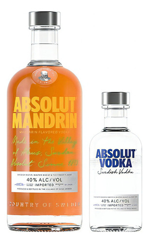 Vodka Absolut Mandarina 750 Ml Con Vodka Absolut Azul 200 Ml