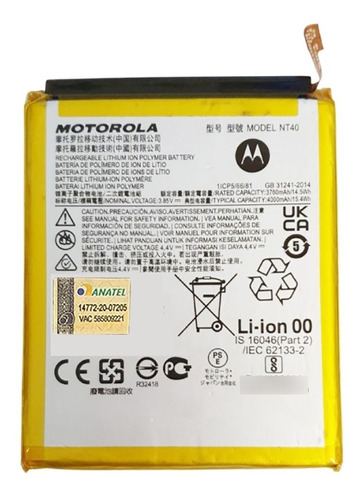  Bateria Motorola Moto E20 Xt2155 Modelo Nt40