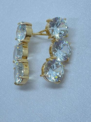 Ear Cuff Cravejado Zircônias Semijoia Banhado A Ouro 18k