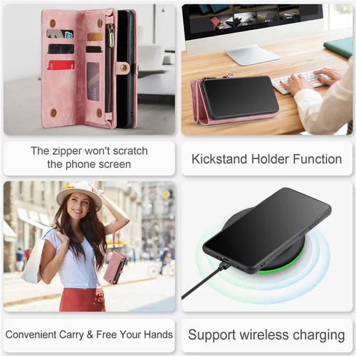 X Funda De Piel Con Tapa Magnética For Samsung Galaxy S25 Edge S24 Fe S23 Ultra S22 Plus S21 Note 20, Funda Tipo Cartera