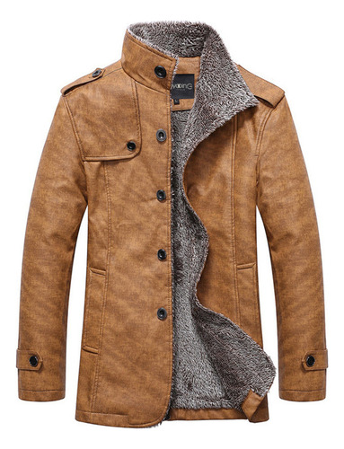 Chaqueta De Cuero Para Hombre Con Interior De Piel Invierno