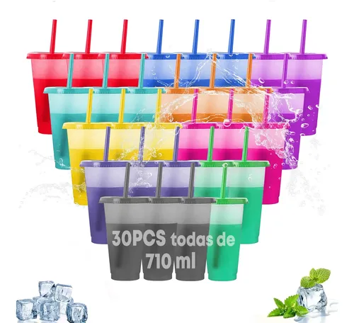 30pzs Vaso Con Popote Vasos Magicos Vasos Con Tapa 710ml