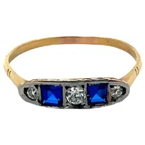 Comprar Anillo Art Deco Oro 18 Kt De Platino 950. Zafiros Naturales 